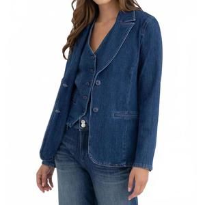 NEW LEVEL99 coco denim long sleeve blazer in blue